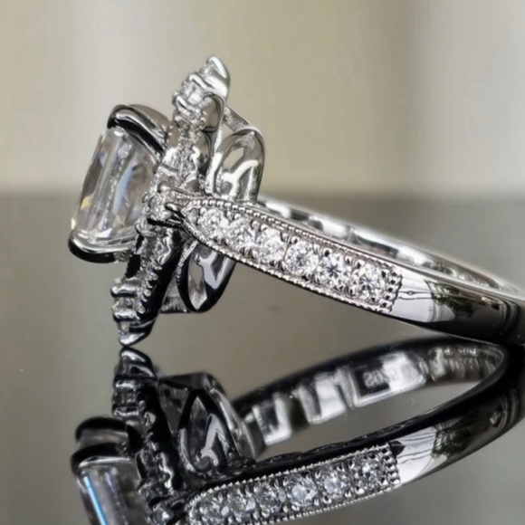 2 Carat Ultra Sparkling Elongated Cushion Art Deco Engagement Ring Sz 5 6 7 8 9 - Picture 4 of 4